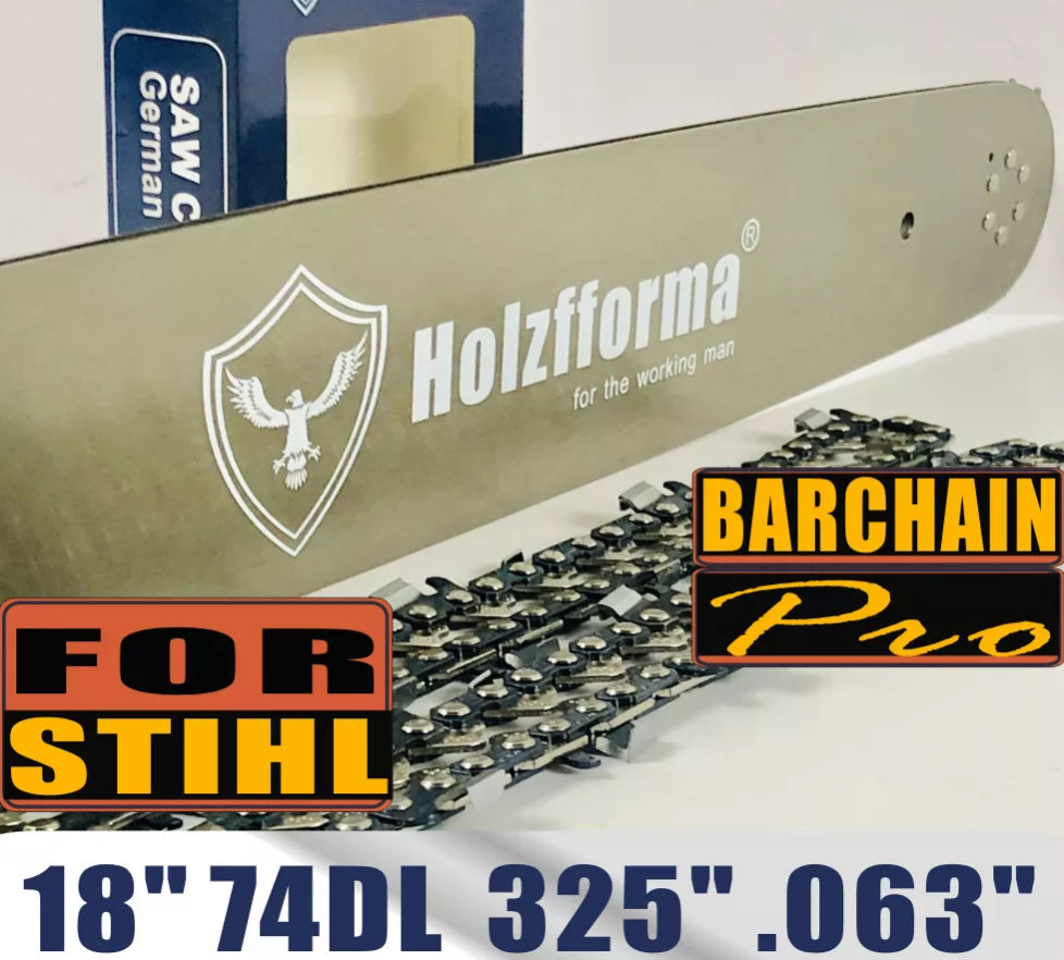 BLUESAWS 18Inch Bar & Chain Combo .325 .063 74DL For Sthl Chainsaw MS260 MS261 MS270 MS271 MS280 MS290 MS311 MS360 024 026 028 029 030 031 032 034 036