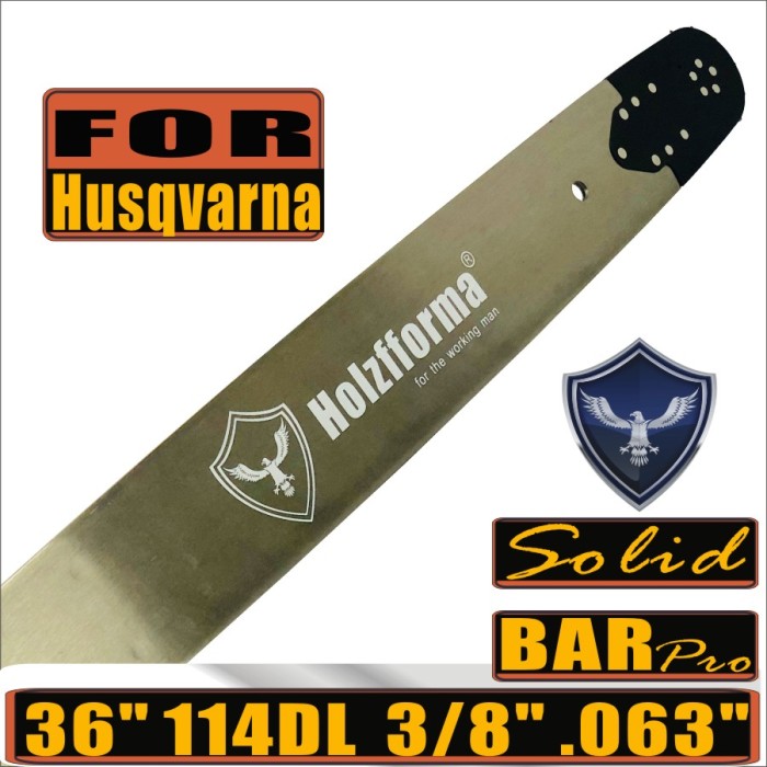 Holzfforma® Pro 36inch 3/8 .063 114DL Solid Guide Bar For HUSKY Large mount  - BLUESAWS